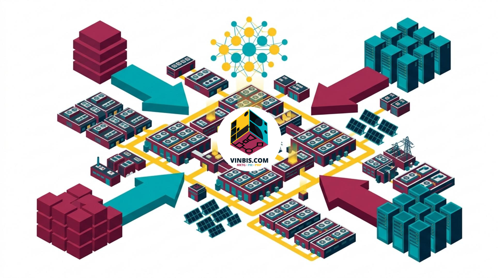 Rappresentazione di un grande data center per l’intelligenza artificiale in Ohio · Immagine illustrativa generata mediante intelligenza artificiale.