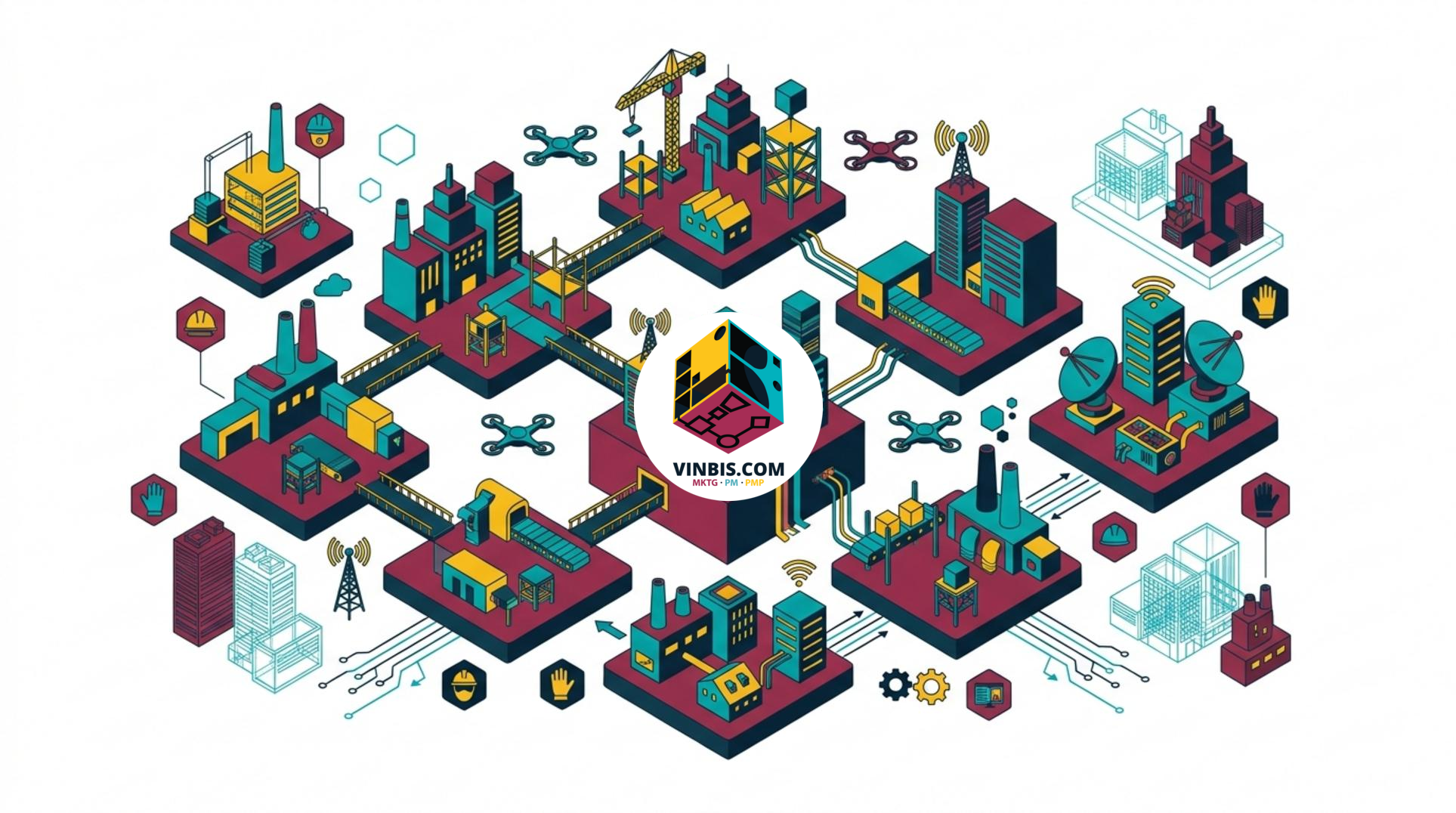 Illustrazione concettuale di sensori, intelligenza artificiale e sicurezza in un ambiente di lavoro · Immagine illustrativa generata mediante intelligenza artificiale.