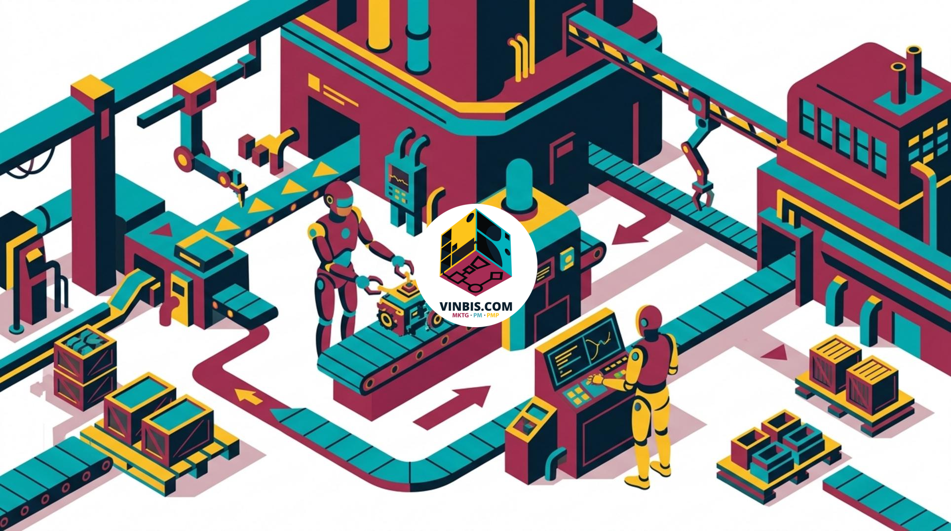 Robot umanoide basato sull’intelligenza artificiale in un ambiente industriale · Immagine illustrativa generata mediante intelligenza artificiale.