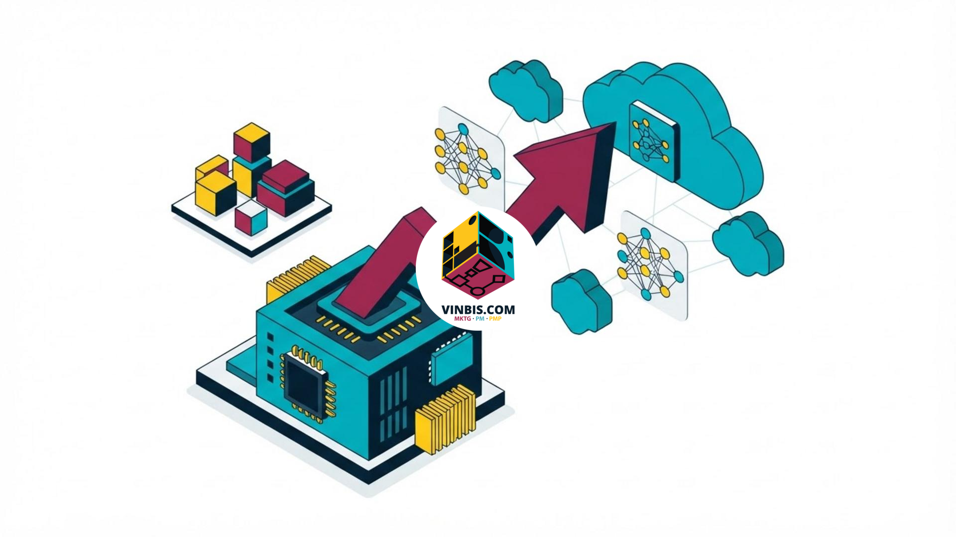 Illustrazione di chip e sviluppo software per applicazioni di intelligenza artificiale · Immagine illustrativa generata mediante intelligenza artificiale.