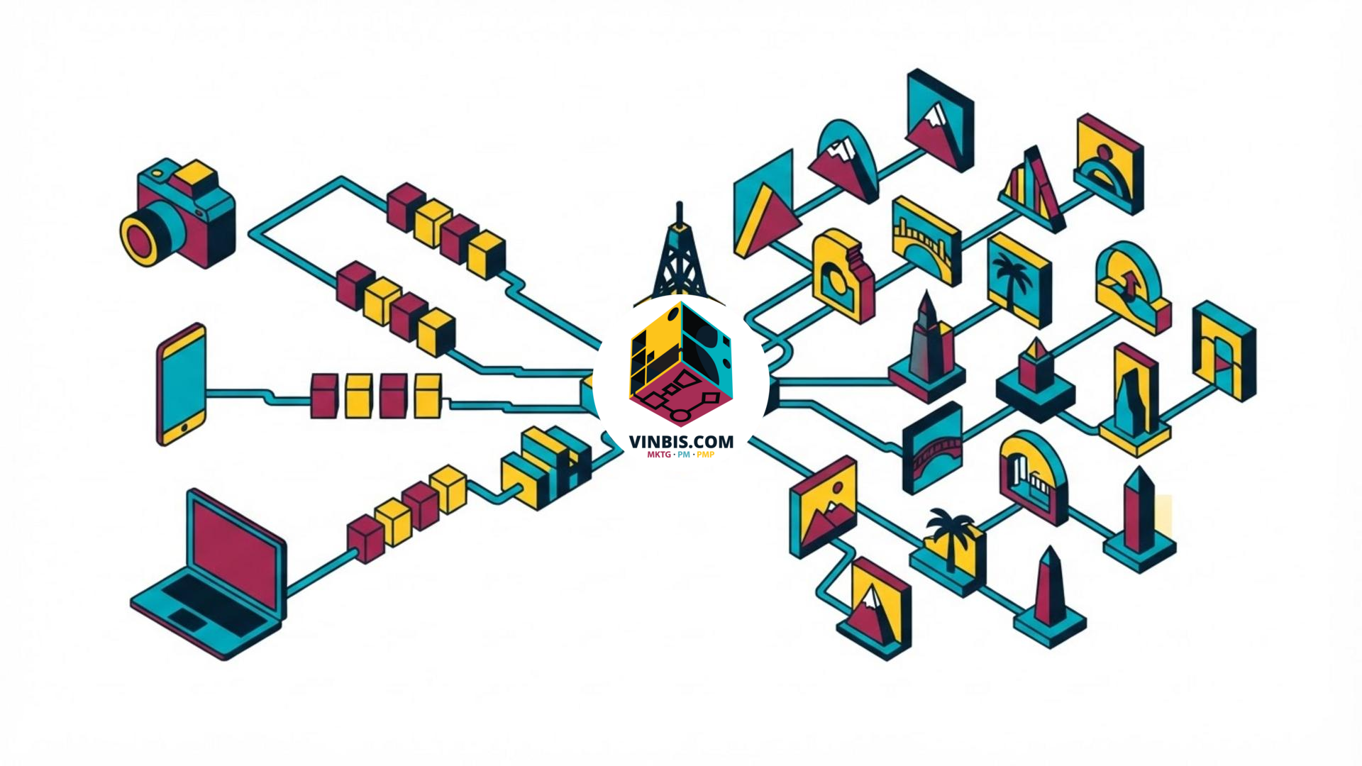 Creator al lavoro su contenuti pubblicitari per destinazioni Marriott Bonvoy · Immagine illustrativa generata mediante intelligenza artificiale.